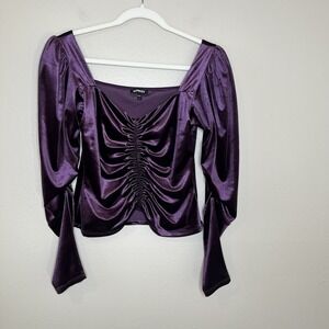 Women's Velvet Top Whimsigoth Fairy Grunge Ruched Puff Sleeve Gothic Sweet Heart